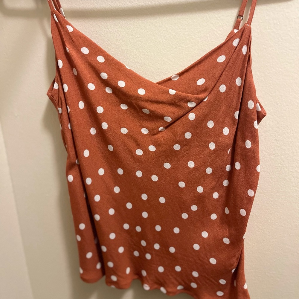 Nordstrom rack cowl neck polka dot tank top